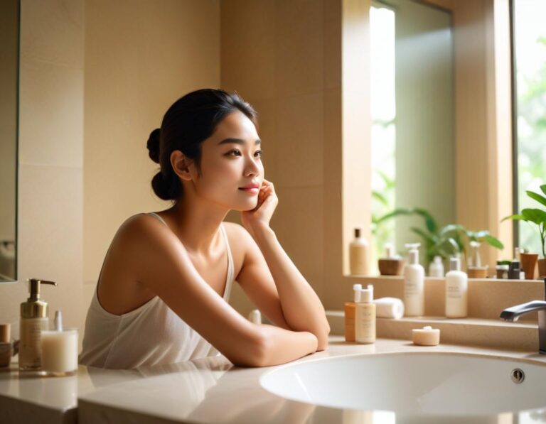 คนสุขภาพดีที่ใช้ครีมลดสิวให้หน้ากับความสงบสุขในสปาหรูหรา